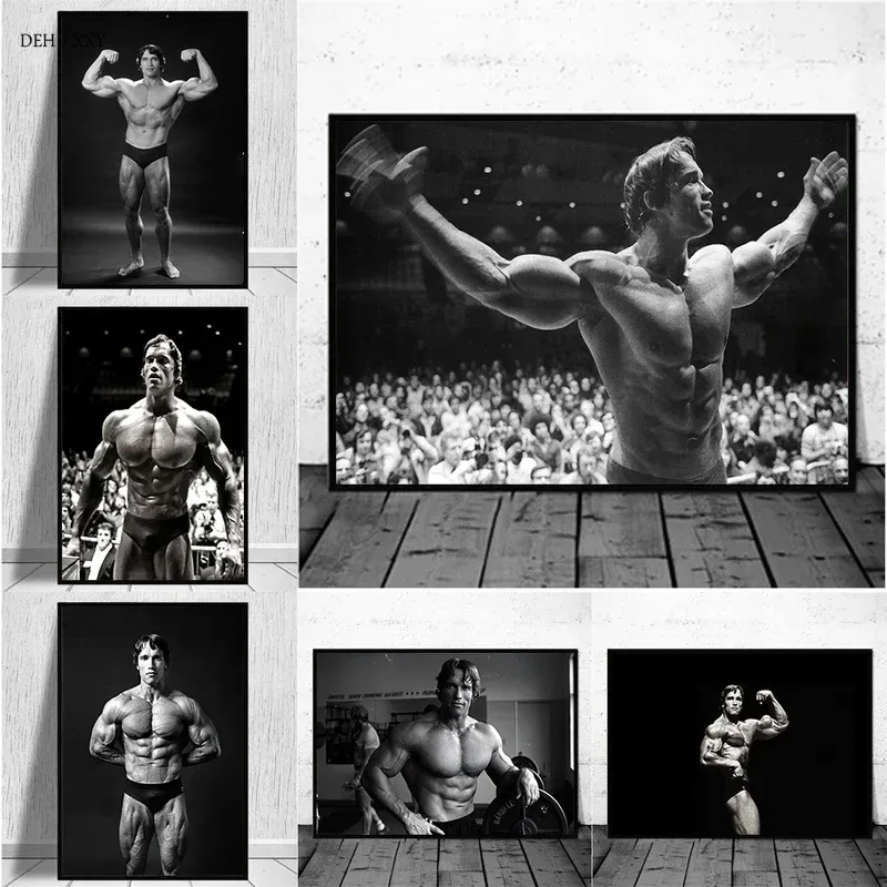 Moderne motivierende ästhetische Wandkunst Arnold Schwarzenegger Fitness HD Leinwand Poster Drucke Home Schlafzimmer Wohnzimmer Dekor