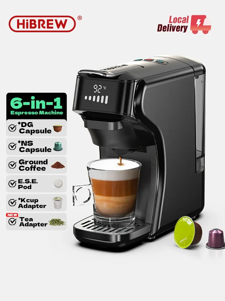 HiBREW 6in1 Kapselkaffeemaschine Heiß/Kalt Mehrere Espresso Cafetera Cappuccino Kaffeemaschine Dolce Gusto Nespresso Pulver H1B