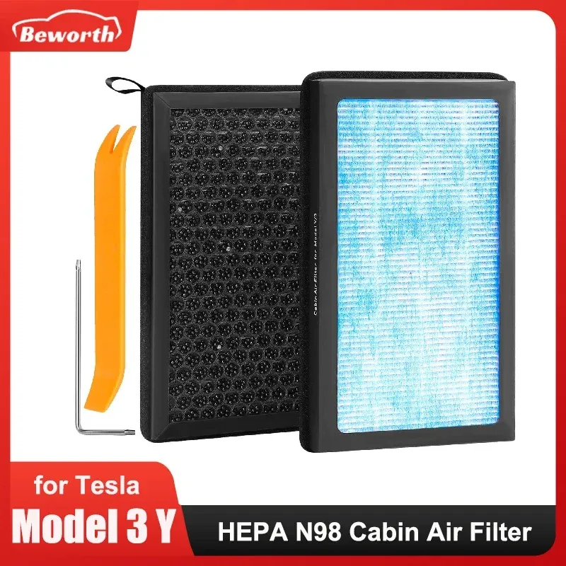 HEPA N98 Innenraumluftfilter für Tesla Model 3, Modell Y, Luftfilter, Aktivkohle, Klimaanlage, Ersatzkits, Autozubehör