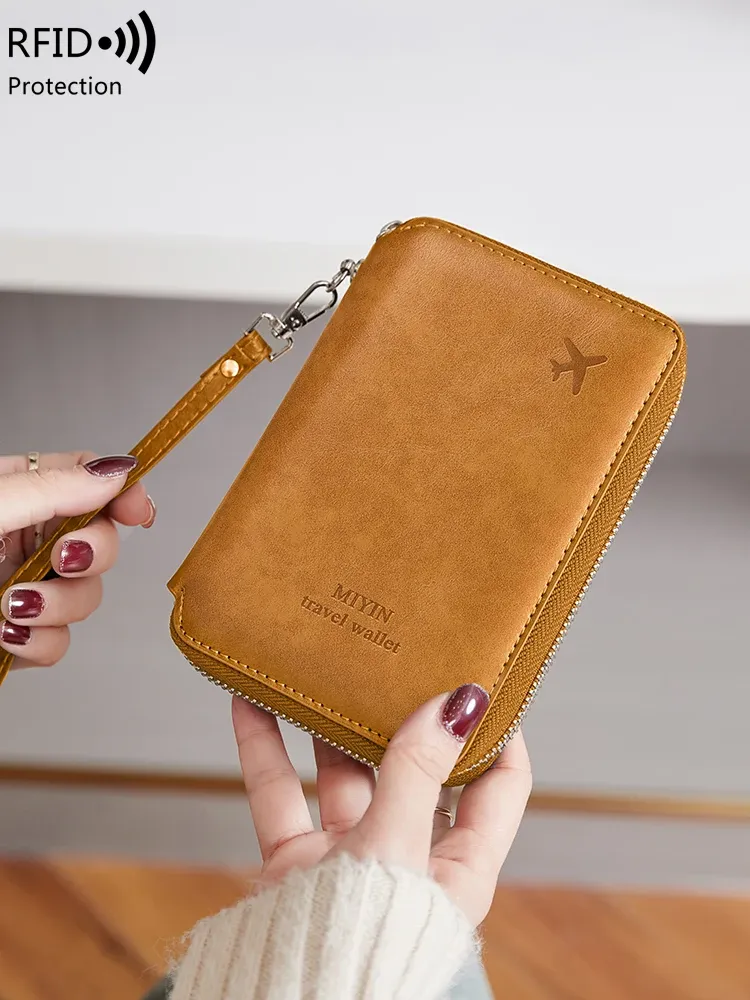 Minimalistischer und modischer RFID-Passhalter, multifunktionales Reisezubehör aus PU-Leder, Reisepasshülle, Geldbörsenhalter, Unisex