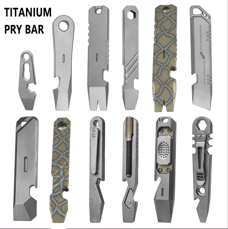 Verschiedene Stile Titanlegierung Schraubenschlüssel Brecheisen Hebelstange Flaschenöffner EDC Multifunktionsschraubendreher Outdoor Tragbare Taschenwerkzeuge