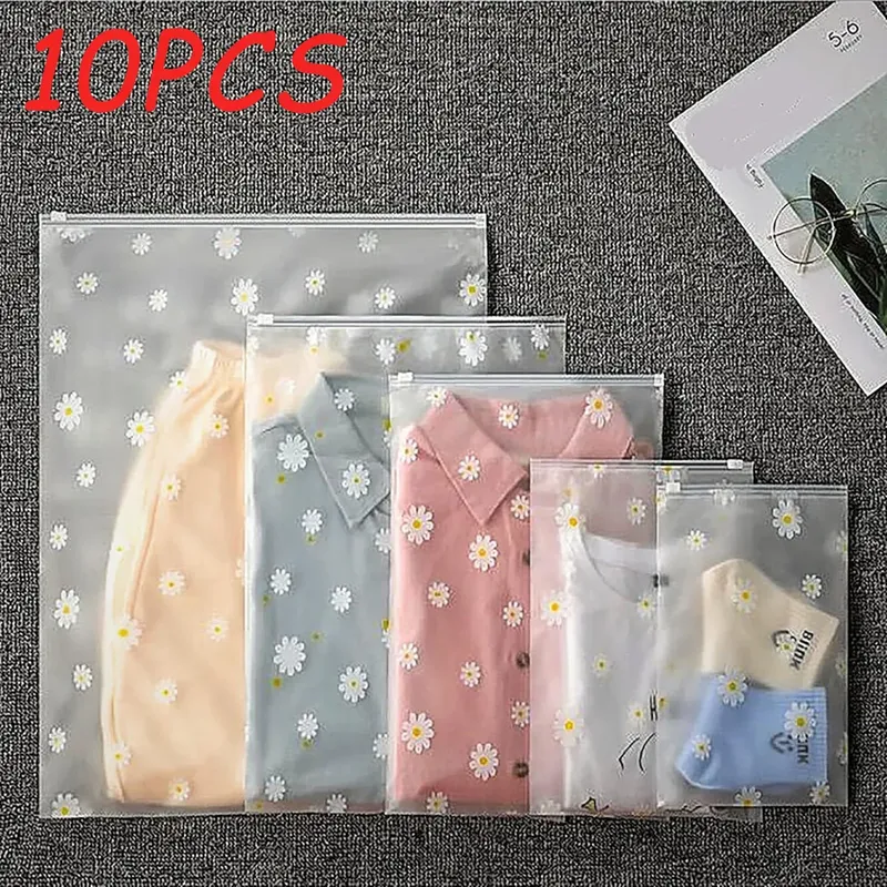 5/10PCS Reise Kleidung Lagerung Taschen Tragbare Reise Daisy Make-Up Lagerung Wasserdichte Schuh Tasche Organizer Beutel Kunststoff verpackung Tasche