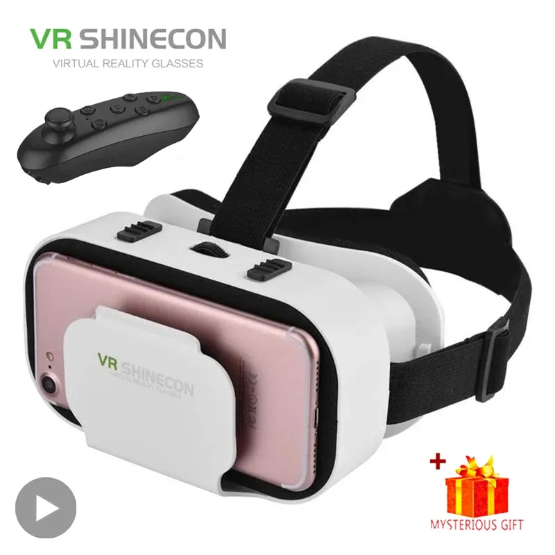 Shinecon VR-Brille, 3D-Headset, virtuelles Realitätsgerät, Helmbrille, Linsen, mobiles Smartphone, Smartphone, Handy, Realidade Viar VR