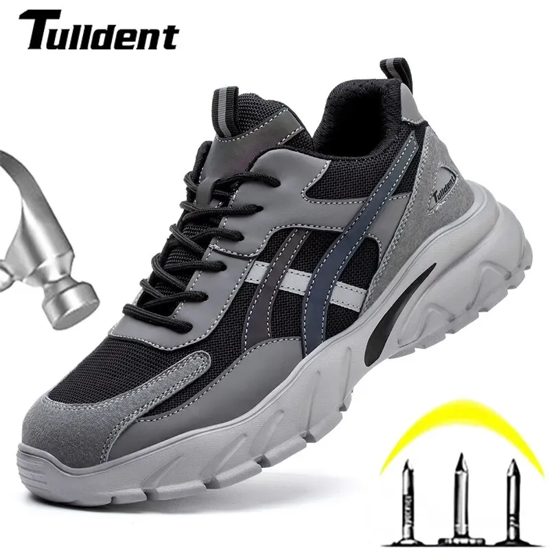 Herren-Sicherheitsschuhe, pannensichere Arbeitsschuhe, leichte Arbeitsschuhe, Herren-Schuhe mit Stahlkappe, Sicherheitsstiefel, unzerstörbare Schuhe