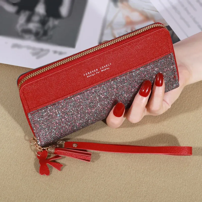 Mode Reiß verschluss Brieftasche Damen lange Brieftasche Einkaufstasche Münz karten halter PU Leder Brieftasche Brieftasche