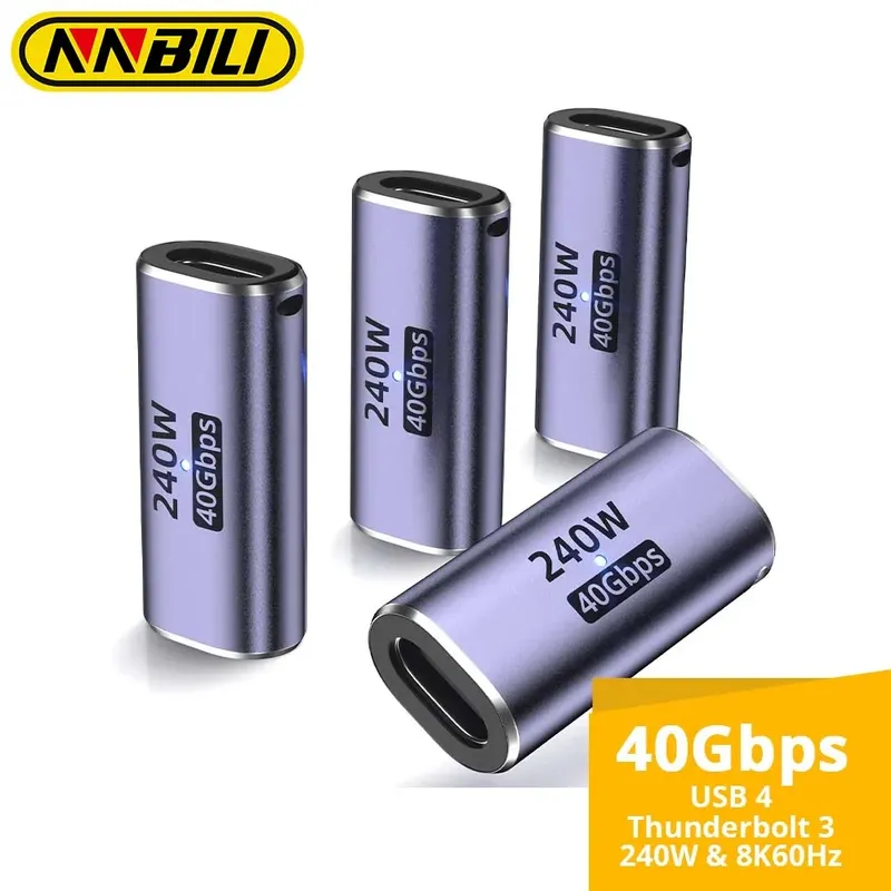 USB-C-Buchse auf Buchse-Adapter mit PD 240 W 40 Gbit/s 8K 60 Hz Video, kompatibel mit Thunderbolt 4/3, MacBook Pro/Air, iPad, USB-C-HUB
