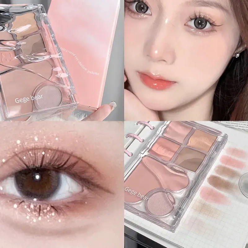 Pinky heart gege bear lidschatten palette matte perlmutt erde farbe pailletten lang anhaltende lidschatten-und kontur palette