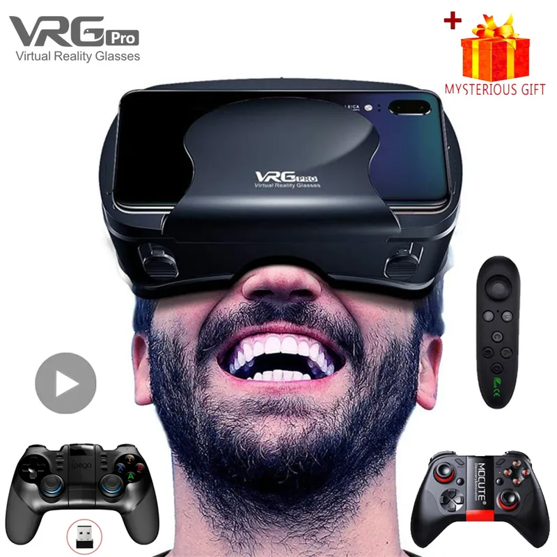 VRG Pro VR Brille Virtual Reality Headset Geräte Viar 3D Helm Brille Linsen Smart Für Smartphone Handy Spiel Mobile Set