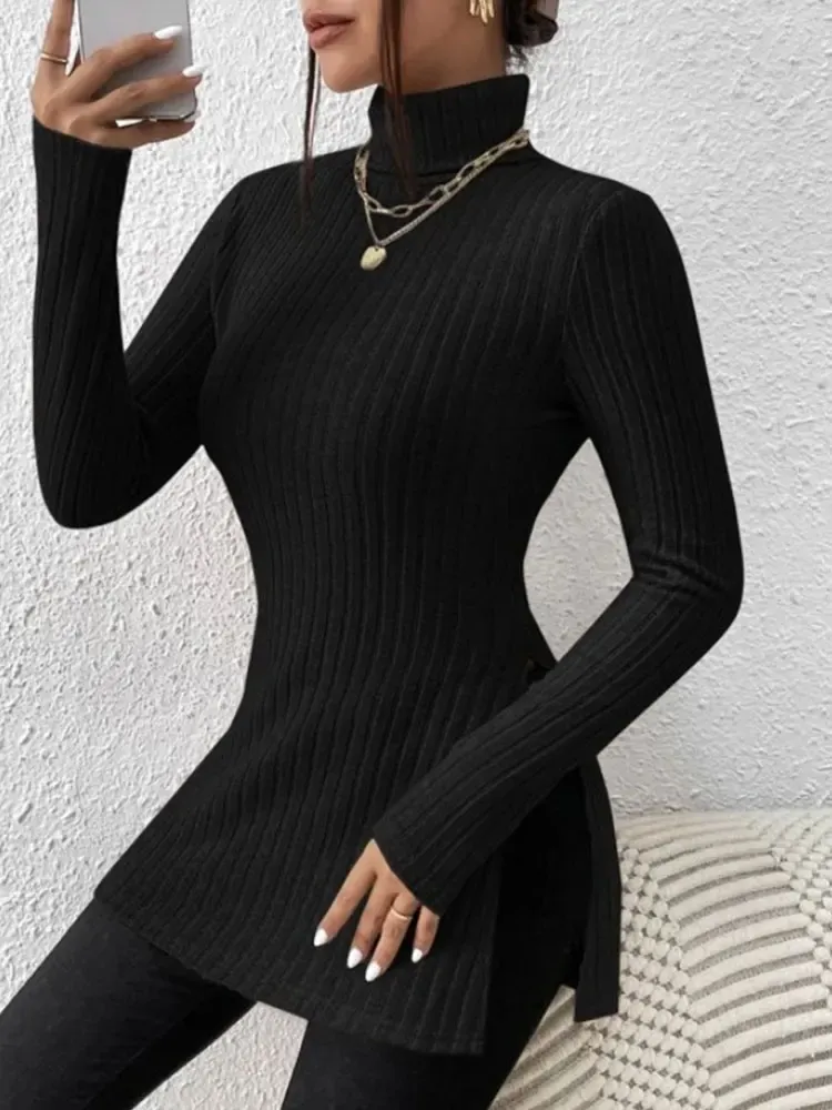 Damen Herbst-und Winter pullover mit hohem Hals unterteil
