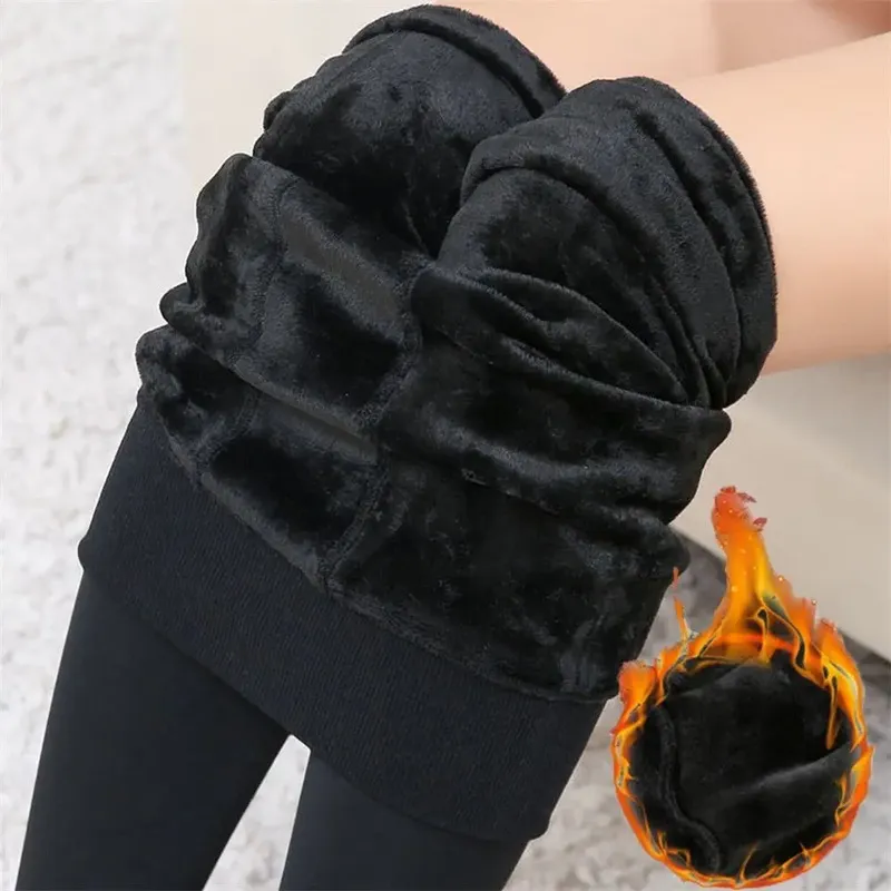 Frauen Winter thermisch warm dicke Strumpfhosen Flusen gefüttert Stretch schlanke Leggings Hosen