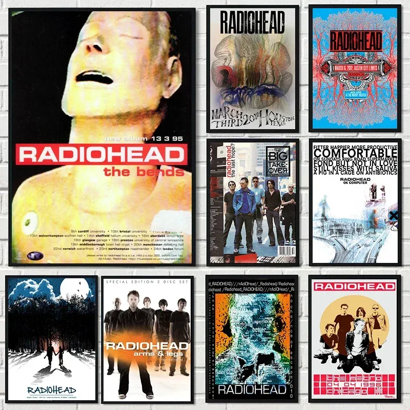 Skandinavische klassische Vintage-Wandkunst, Rockband, Radiohead-Musik, Leinwandgemälde, Poster und Drucke, Heim-, Schlafzimmer- und Wohnzimmerdekoration