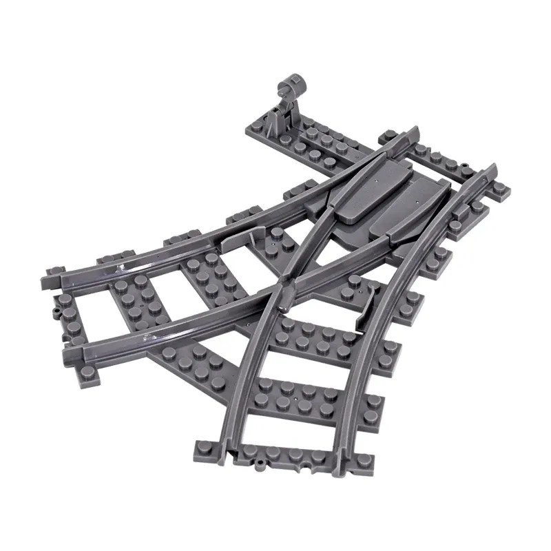 Stadtzüge, flexible Schienen, gegabelte, gerade, gebogene, weiche Schienen, Schienenschalter, Baustein, Ziegel, Kinder, DIY, High-Tech, kreatives Spielzeug