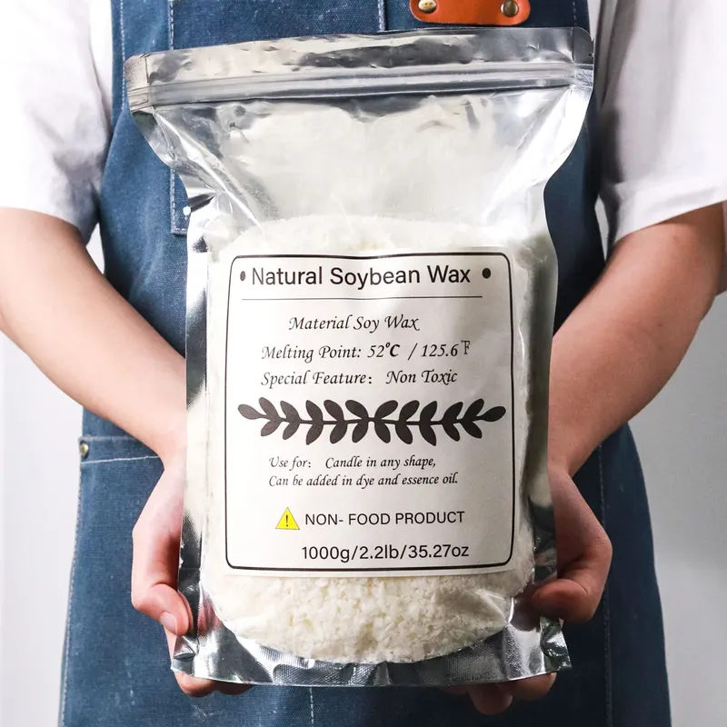1 kg natürliches Sojawachs-Granulat-Duftkerzenmaterial, 100 % keine Zusatzstoffe für rauchfreie DIY-Kerzenherstellungsmaterialien