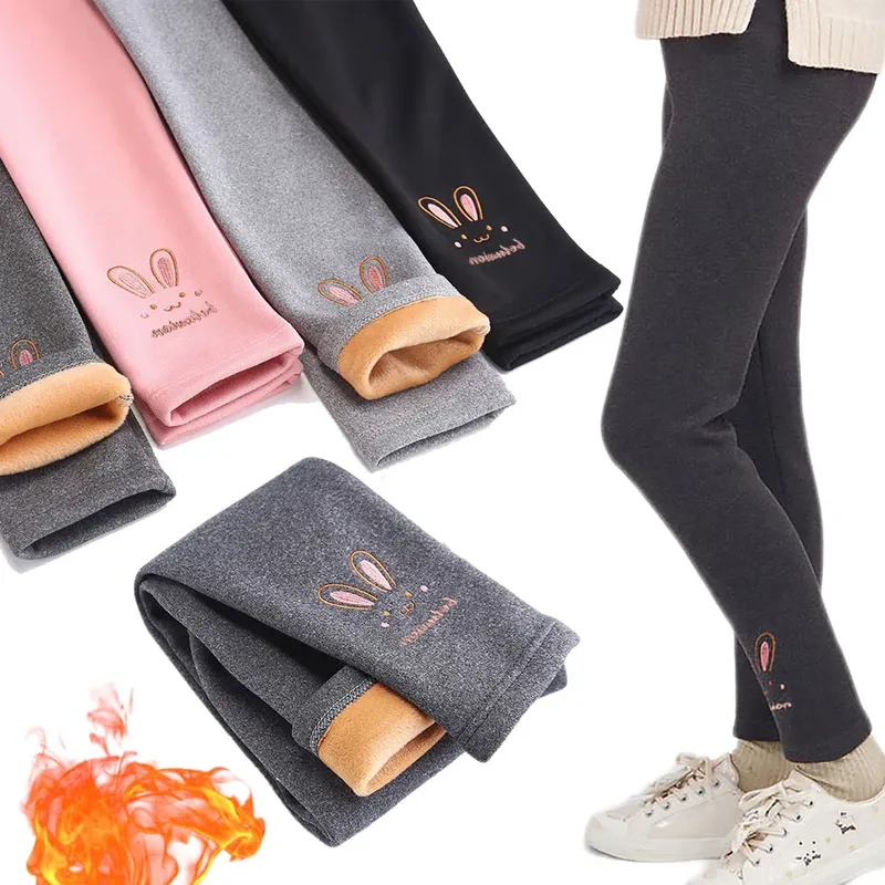 2026 Kinder-Leggings für Mädchen, mit Fleece gefüttert, Thermo-Hose, Baby-Freizeithose, warme Kinderhose, elastische Häschen-Strumpfhose, 3–8 Jahre