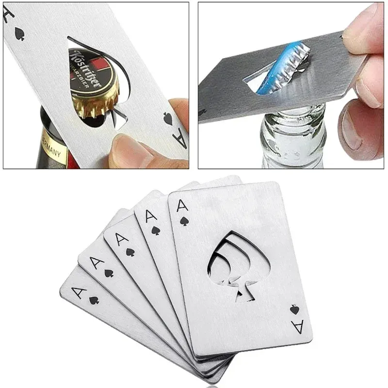 10PCS Edelstahl Ace of Spades Flaschenöffner Kreatives Werkzeug Mehrzweck Bier Flaschenöffner Gadgets Kit Werkzeuge Poker Getriebe