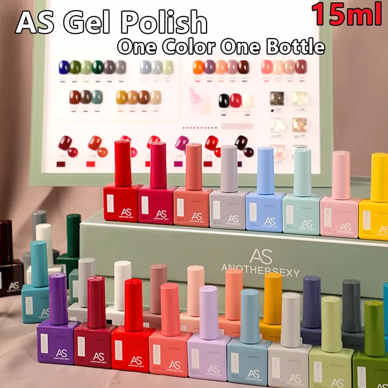 AS 15 ml Gel-Nagellack, kein Set, Nagelzubehör, Großhandel, 60 Farben, UV-Gel-Lack, Nagelkunst, Glitzer-Nagellack, Vernis-Gel - 3.02 EUR