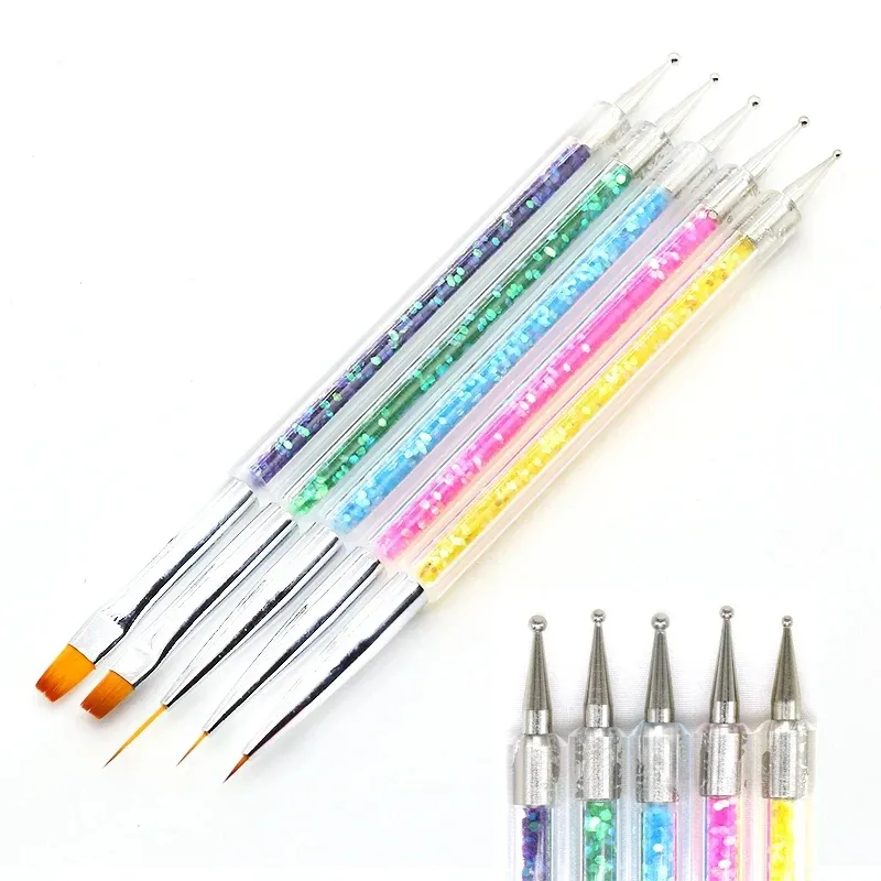5Pc Nägel Kunst Punktierung Stift Acryl Zeichnung Liner Liefert Pinsel Strass Edelsteine Picker UV Gel Malerei Maniküre Zubehör Werkzeuge