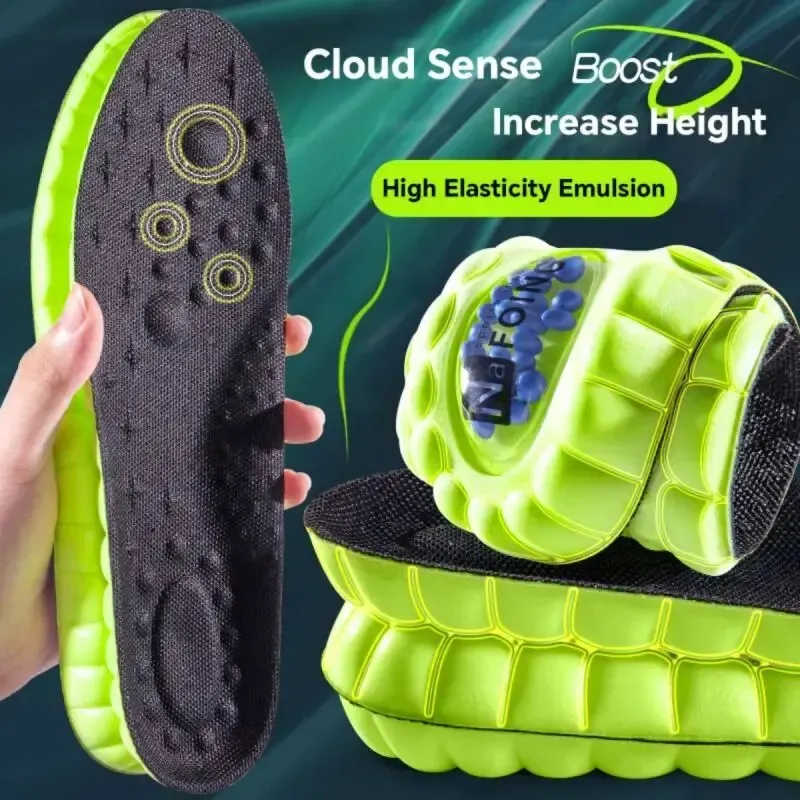 1 Paar 4D Cloud Sport Einlegesohlen für Schuhe PU Luftpolstersohle Weiche Stoßdämpfung Deodorant Atmungsaktive Lauforthopädische Einlegesohlen