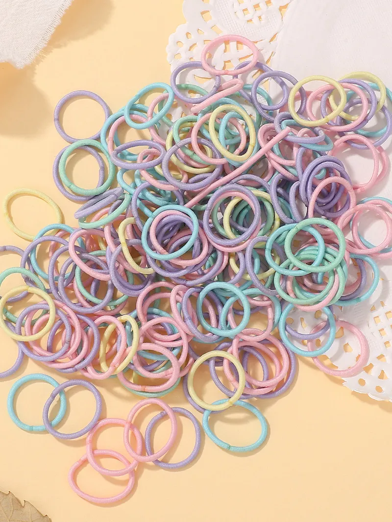 100 Teile/los 2 cm Haargummis Gum Bunte Nylon Gummiband Seil Puppe Haar Zubehör Schwarz Elastische Haarbänder für Baby mädchen Geschenk