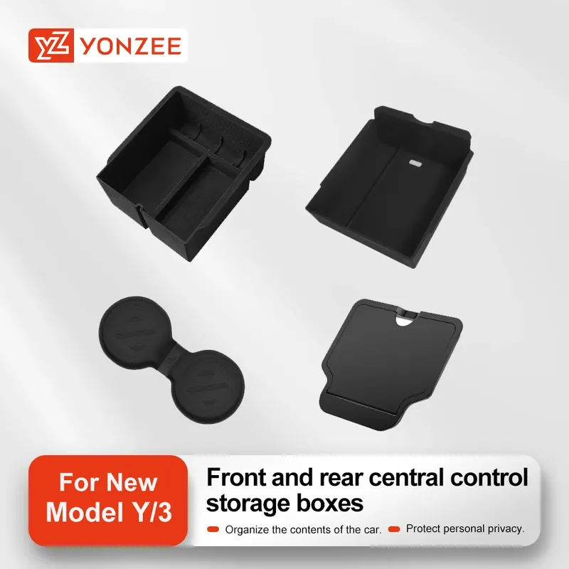 YZ Aufbewahrungsbox mit Mittelsteuerung, Getränkehalter für Tesla Model 3, Y Highland Juniper 25, Organizer, Autozubehör, Cubby-Schublade innen