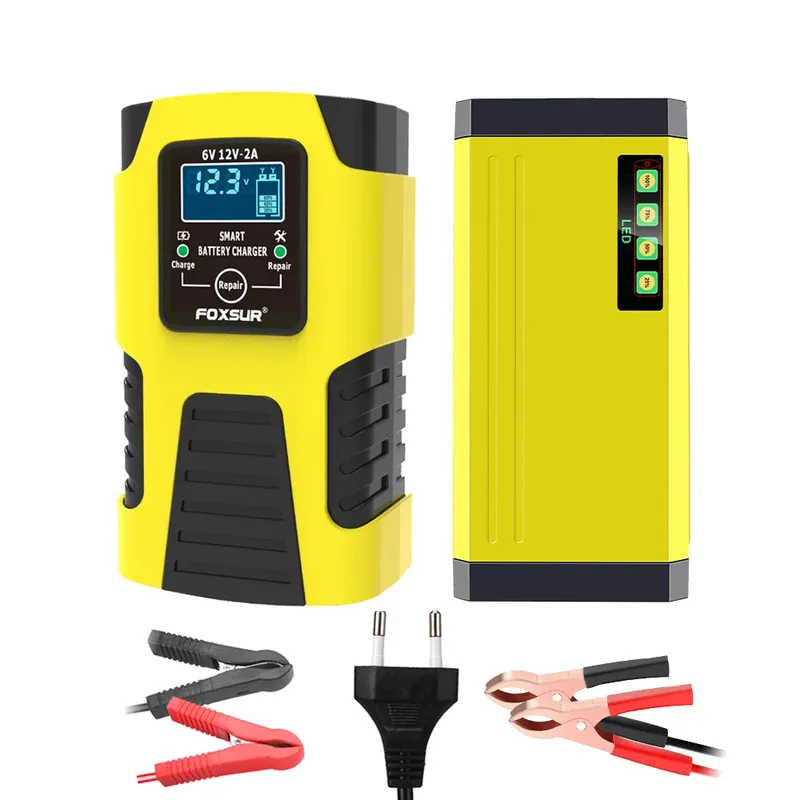6V 12V 2A Auto Batterie Ladegerät EU Stecker Tester Automatische Smart Digital LCD Display Power Puls Reparatur werkzeuge Motorrad Zubehör