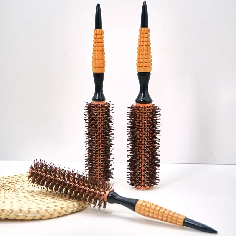 Holzgriff Eber borsten runde Bürste Haar lockiger Kamm Pro Haar bürste anti statische Bürste necken Bürste Friseur Styling-Werkzeuge
