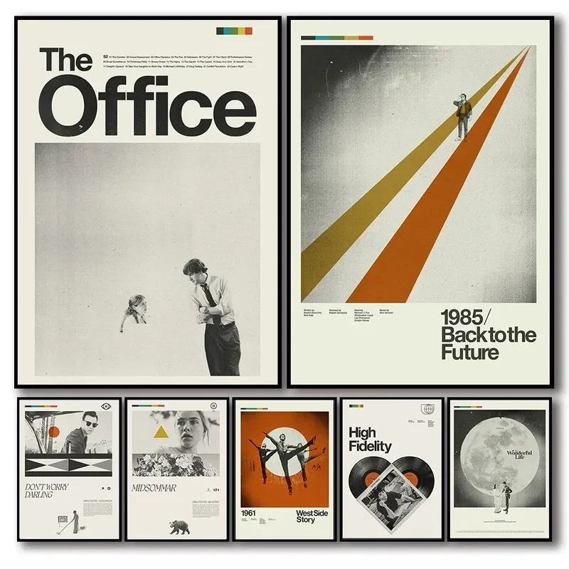 Vintage-Filmplakat, TV-Film, das Büro, Zurück in die Zukunft, Ästhetik, Wandkunst, Retro-Leinwandgemälde für Wohnzimmerdekoration