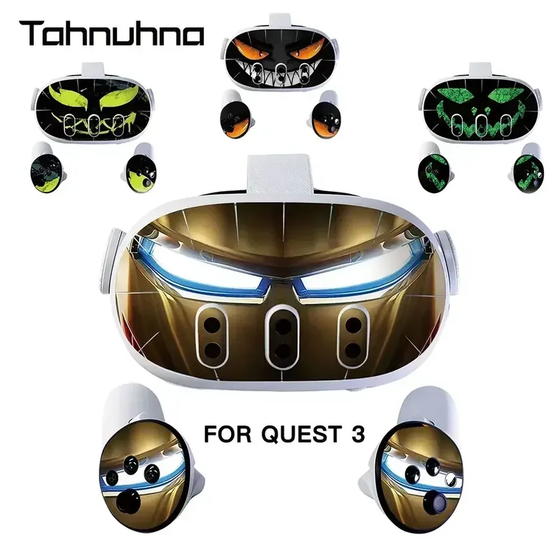 Vinyl Haut Aufkleber Für Meta Quest 3 VR Headset Controller PVC Aufkleber Halloween Muster Wrap Abdeckung Für Oculus Quest 3 Zubehör
