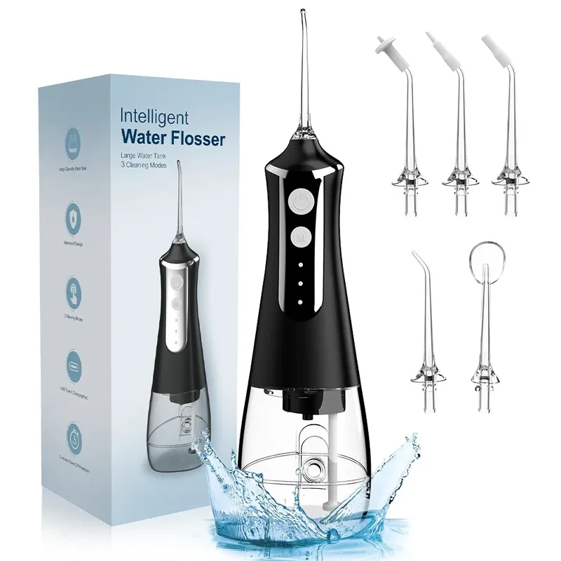 Dental Munddusche Wasser Flosser Gewinde Zähne Pick Mund Waschmaschine 5 Düsen 3 Modi USB Aufladbare 300 ml Tank
