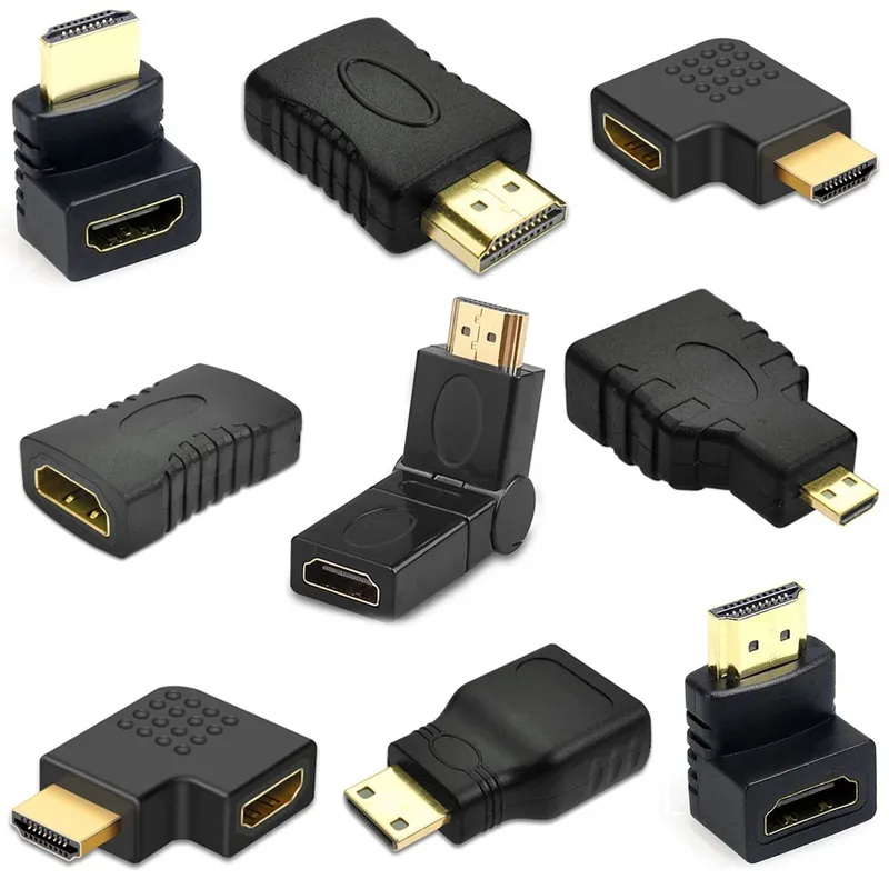 HDMI-kompatibler Adapter 90 270 Grad rechtwinkliger Stecker auf Buchse Konverter 4K HD-Anschluss Mini/Micro HDMI-kompatibler Extender
