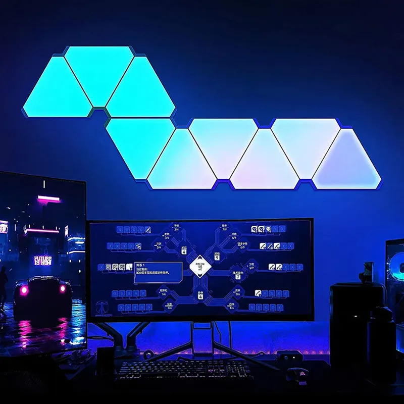 LED Dreieckige Quantum Lampe RGB Wand Lampe Smart Pickup Rhythmus Hintergrund Licht Für Schlafzimmer Nacht Nachtlicht Büro Dekoration