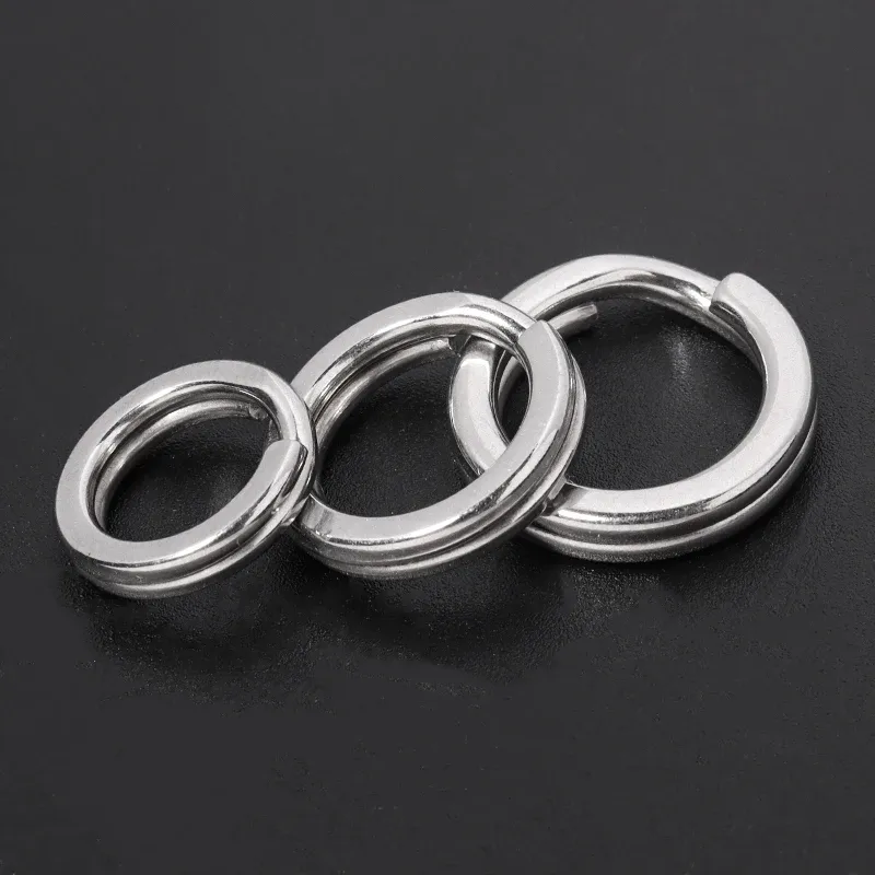 SAUVOO Schlüsselanhänger aus Edelstahl 316, geteilter Ring, Schlüsselanhänger, Haken, runde, flache Linie, Schlüsselanhänger für DIY-Schlüsselanhänger, Schlüsselanhänger, Schmuckherstellung