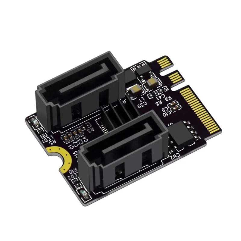 M2 (A+E-Taste) zu Dual Port SATA3.0 Erweiterungskarte PCle 3.0 KEY A+E WIFI M.2 zu SATA für NGFF 2230 SSD-Adapterkarte für PC-Computer