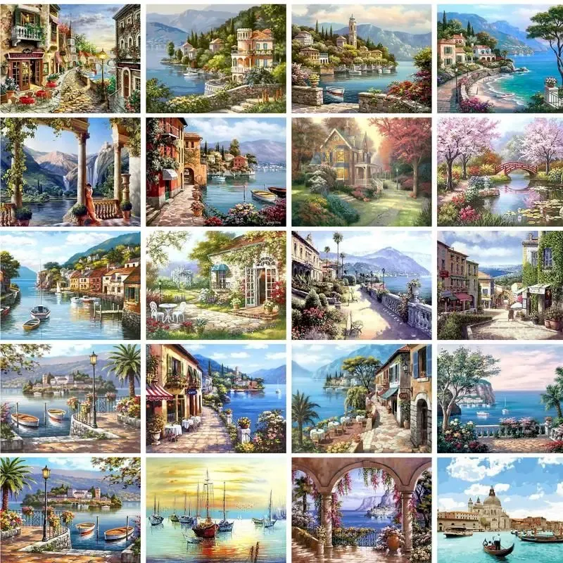 Gatyztory 60 × 75cm rahmen diy malerei nach zahlen kit sea beach acrylfarbe nach zahlen kunstwerk diy gemälde kunst auf leinwand