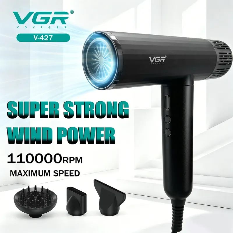 VGR Haartrockner Fachmann Luftgebläse Bürstenlosen Motor Haartrockner-Maschine Negatives Ion 110000 U/min Kraftvoll Barbier-salon V-427