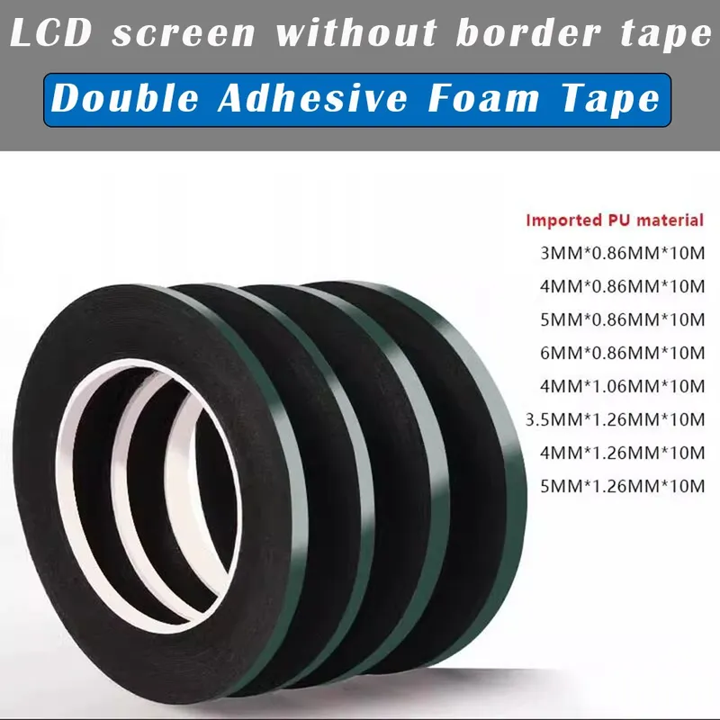 10M 3mm 3,5mm 4mm 5mm 6mm doppelseitiges klebriges Schaumstoffband selbstklebendes LCD-Bildschirm rahmenlos für TV randlose gebogene Displaysiegelung