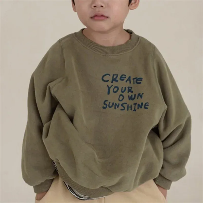 Kinder Casual Sweatshirts Unisex Trends Pullover Jungen Mädchen Vintage Streetwear Trainingsanzug 1-6Y Kinder Brief Mode Hoodies