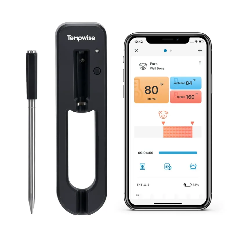 Tempwise Smart Ofen Thermometer 30 m Bluetooth-Kompatibel Steuerung Temperatur Fleisch Thermometer für Herd Grill Sous Vide Smoker