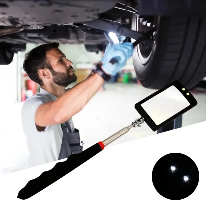 Auto 360° °   Inspektionsspiegel, LED-Licht, Teleskopspiegel, verlängert mechanische Werkzeuge, Inspektionsspiegel, Teleskopgriff, repariert auch