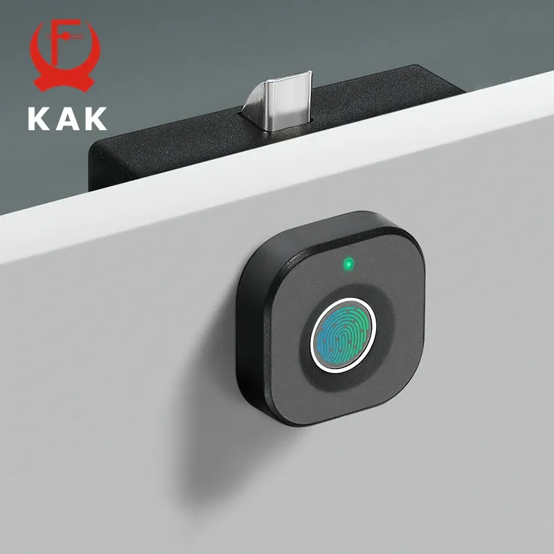 KAK Biometrisches Fingerabdruckschloss, schwarzes schlüsselloses Schrankschloss, intelligente Schubladenschlösser, Diebstahlsicherung, Türschloss, lange Standby-Zeit, Türbeschläge