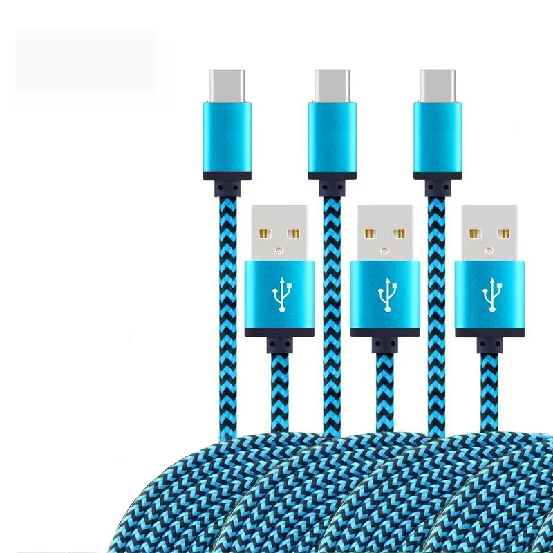 USB Typ C Kabel Datum Sync 2,4 A Schnelle Lade Für Samsung Huawei Android Handy 1M 2M 3M Nylon Geflochtene Draht Ladegerät Kabel