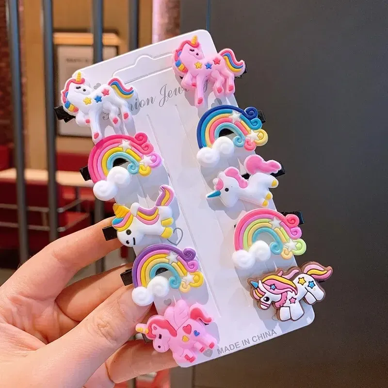 10 Teile/satz Neue Mädchen Nette Cartoon Einhorn Haar Clips Kinder Schöne Haarnadeln Eis Stirnband Barrettes Mode Haar Zubehör