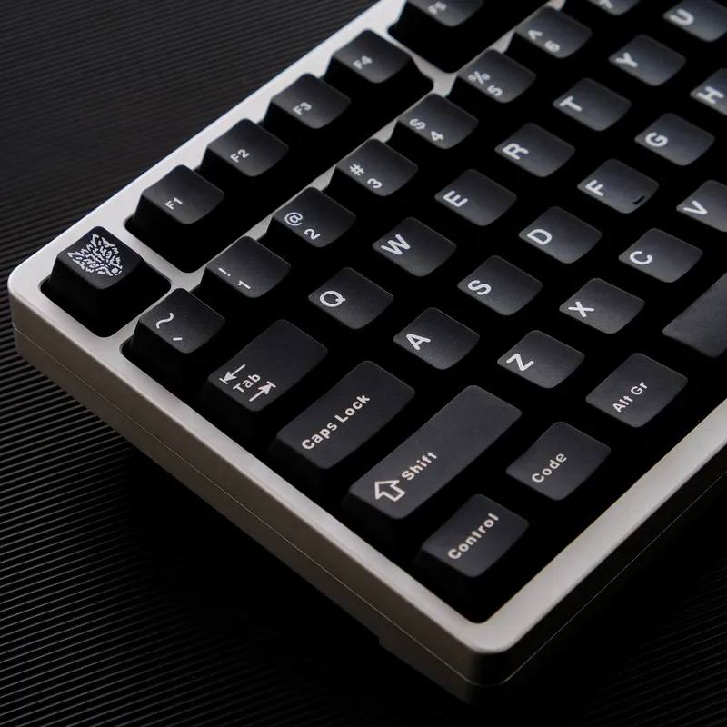 GMK WOB/wOB-Tastenkappen, Double Shot, 114 Tasten, PBT, Cherry-Profil, Alice-Layout, weiß-schwarze Tastenkappen für mechanische Tastaturen, 7u-Tasten
