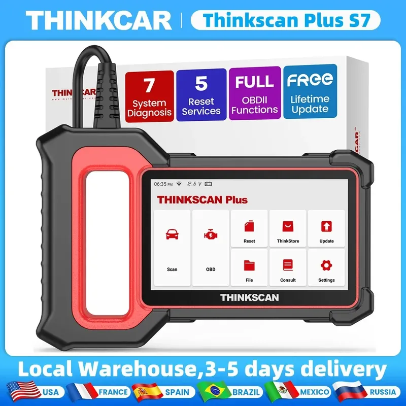 Thinkscan Plus S7 OBD2-Scanner, Auto-Diagnosescanner für Motor, ABS-Getriebe, AC, BCM, IC, Airbag-Codeleser, automatische Scan-Tools
