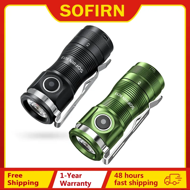 Sofirn Mini SC13 SST40 LED 1300 lm Taktische 18350 wiederaufladbare Taschenlampe 6000 K Schlüsselanhänger-Licht mit Magnet