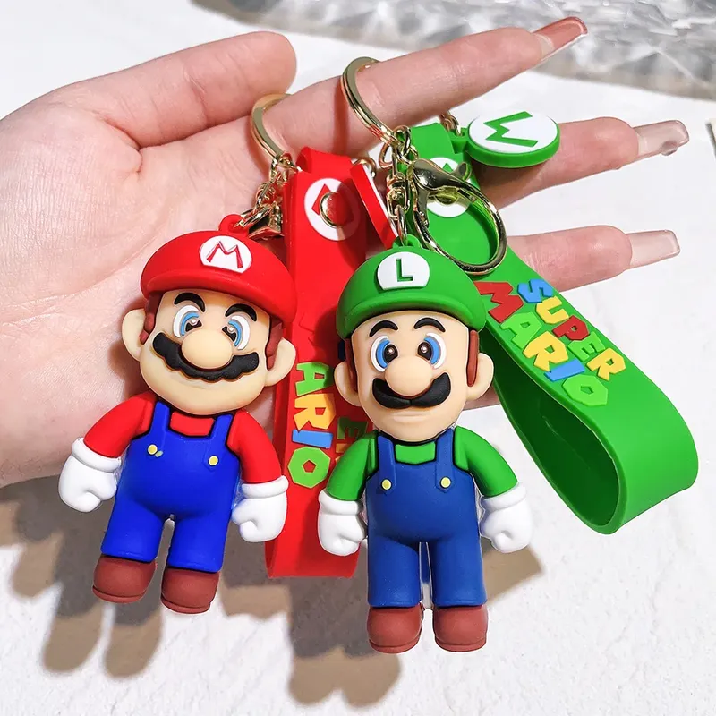Super Mario Schlüsselanhänger Mario Bros. Luigi Kröte Yoshi Bowser Actionfigur Modell AccesoriosPVC Cartoon Tasche Puppe Anhänger Spielzeug Geschenk