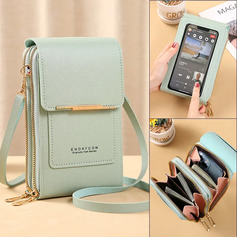 Frauen Cross body Umhängetaschen Brieftaschen Touchscreen Handy Geldbörse weiche Lederband Handtasche für weibliche Luxus Kuriert aschen