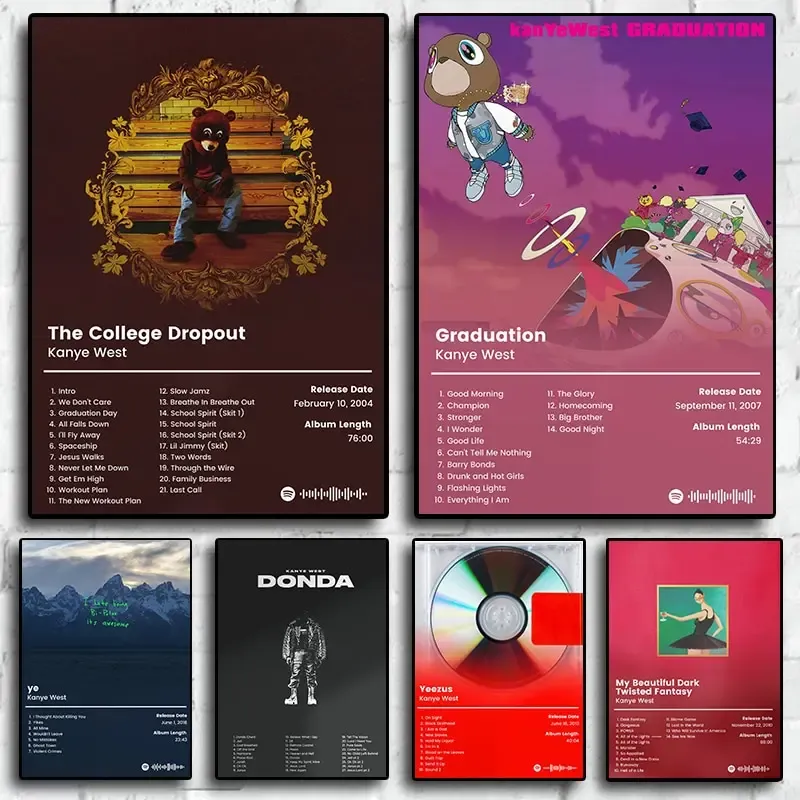 Rapper Hip Hop Pop Sänger Kanye West Poster Ästhetische Jesus Musik Album Leinwand Druck Poster Home Decor Wand Kunst Wandbild Zimmer Dekor