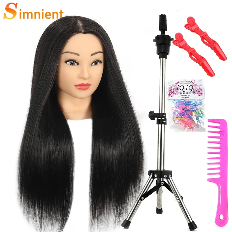 26 Zoll langer Schaufensterpuppenkopf mit 85 % echtem Echthaar, Trainingskopf mit Haaren, Puppenkopf für Haarstyling, Kosmetikpuppenkopf