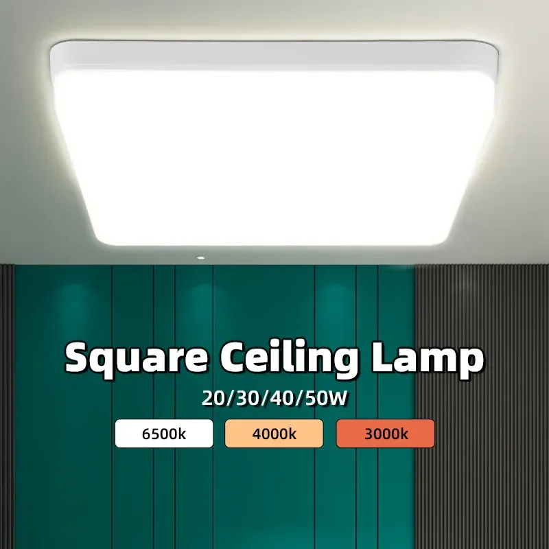 CY Quadratische Decken-LED-Deckenleuchte, minimalistische Küche, Wohnzimmer, Lichter, 50 W, 40 W, 30 W, 20 W, Innen-LED-Deckenleuchten, 220 V